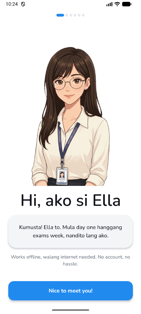 Ella greeting a student inside the Seatmate app