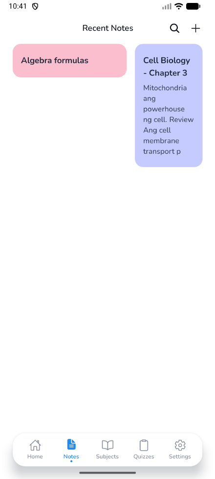 Recent notes, light mode
